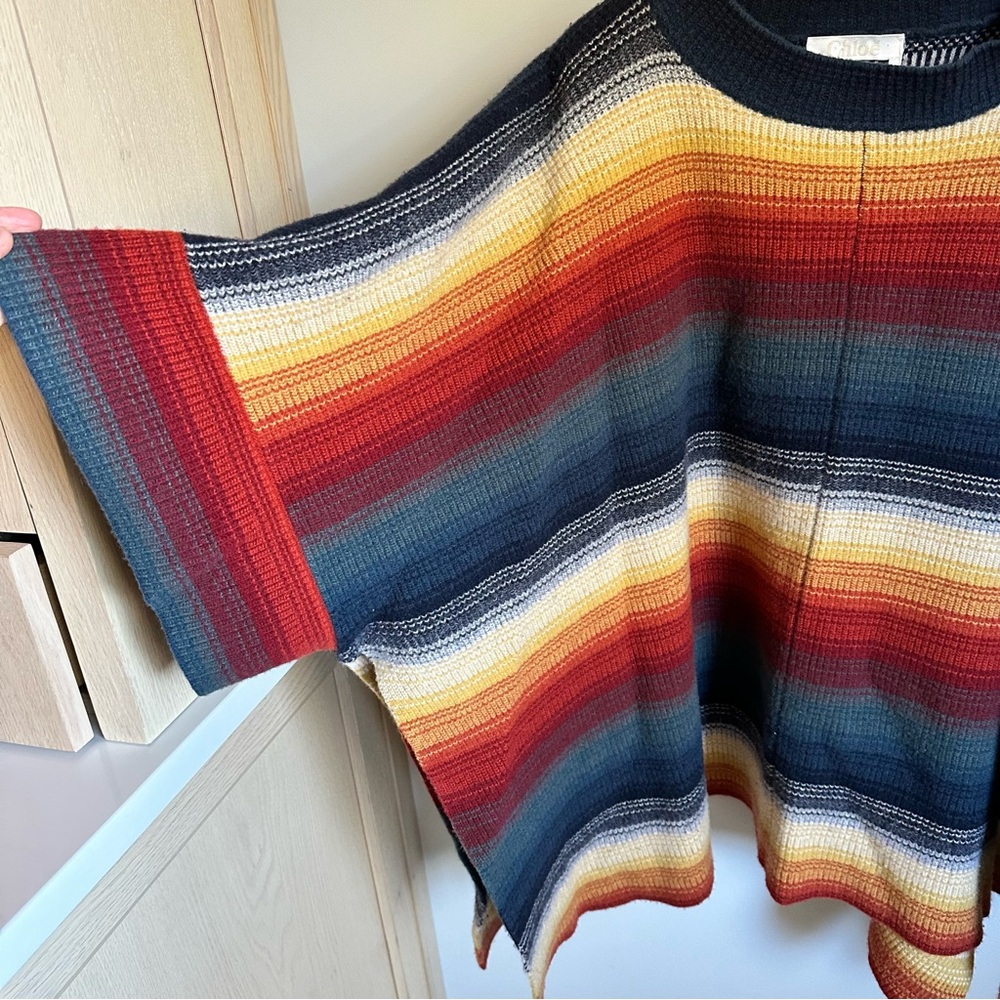 EUC Chloe Horizontal Stripe Wool/Cashmere Poncho - size XS/S - Picture 6 of 8